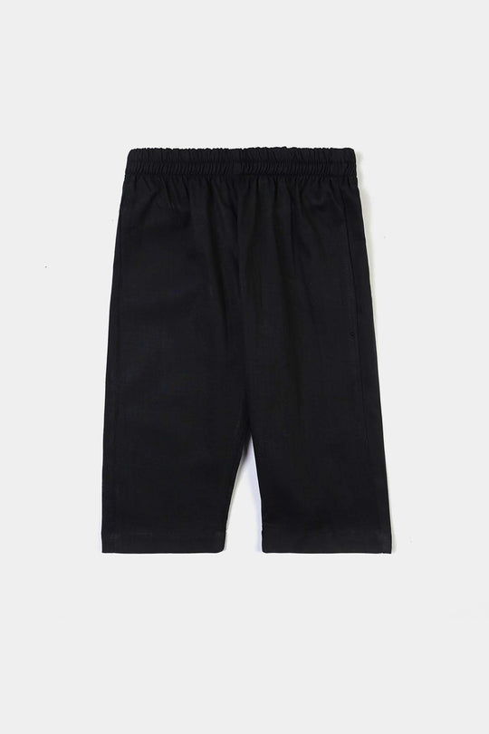 Infant Boys Cotton Slub 3Piece Suit (Black Puff)