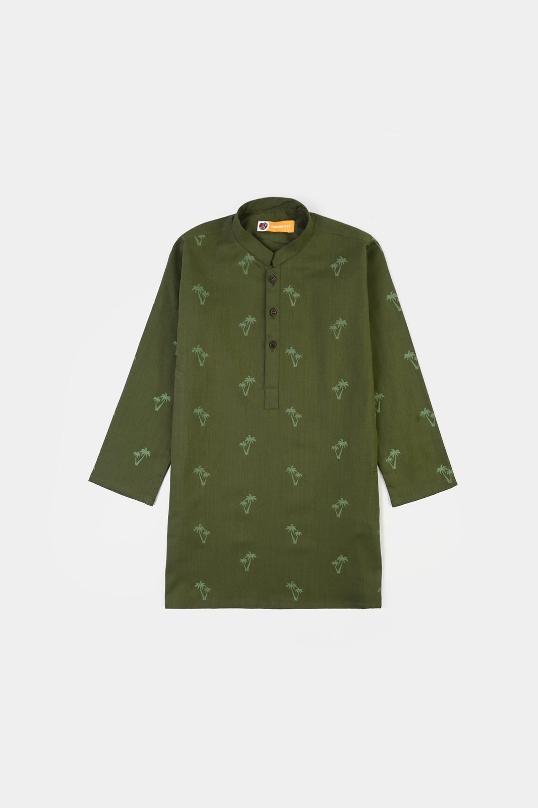 Boys Cotton Slub Printed Kurta (Riffle Green)