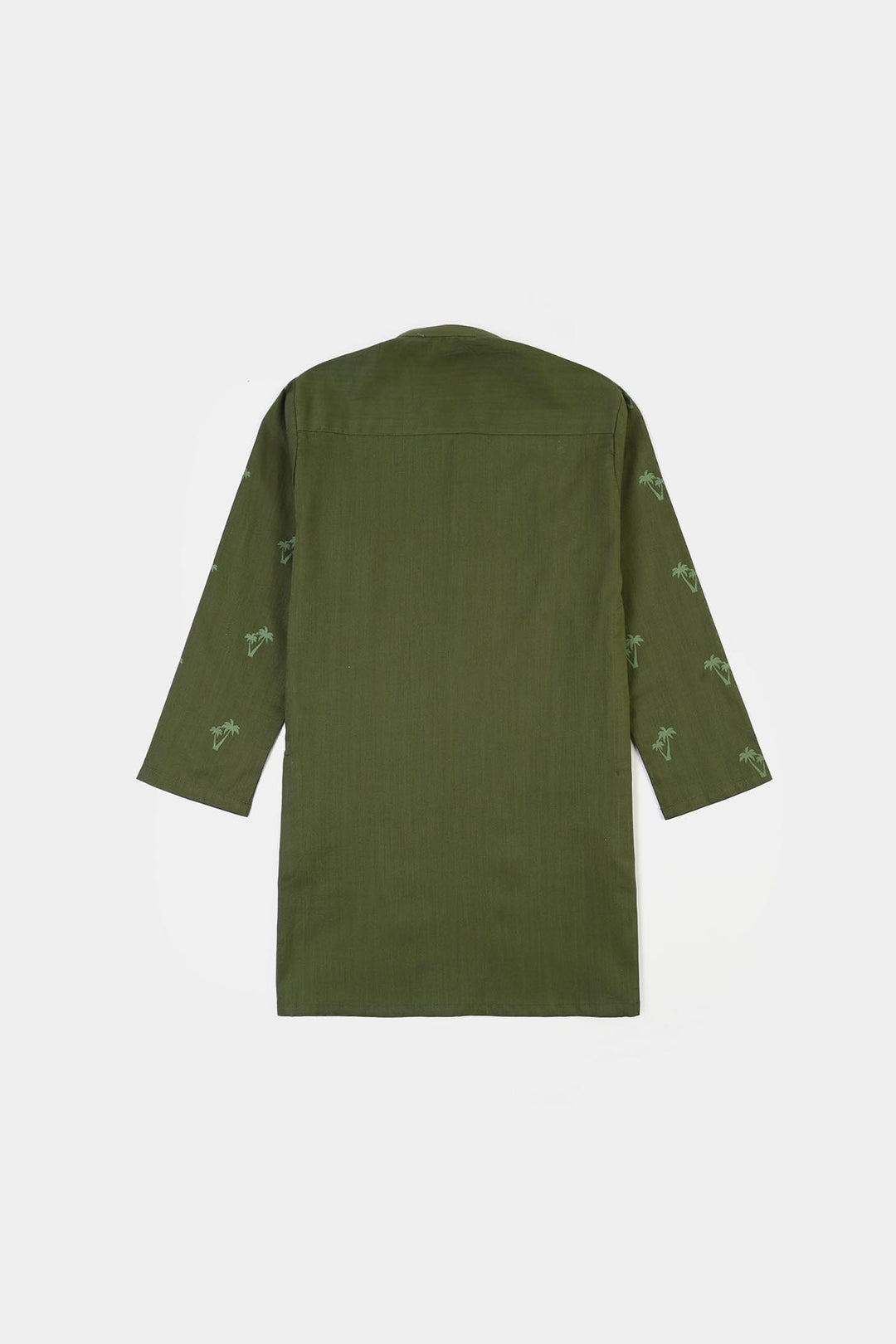Boys Cotton Slub Printed Kurta (Riffle Green)
