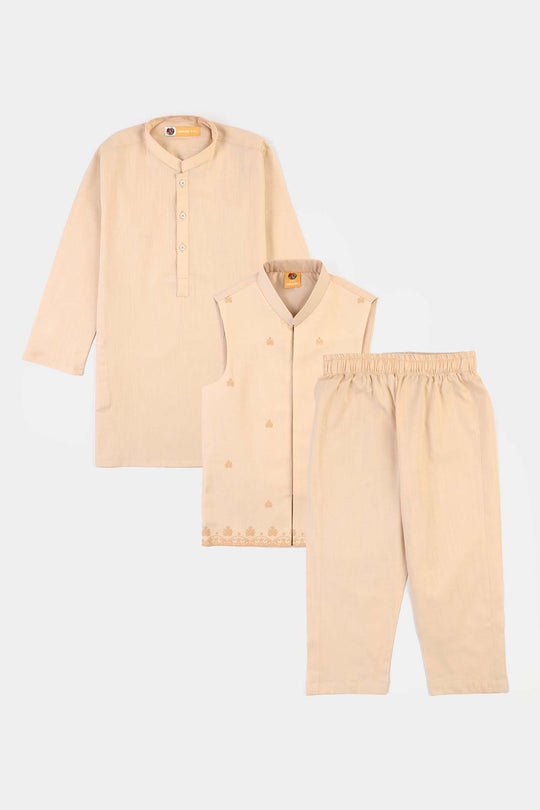 Boys Cotton Slub 3Piece Suit (Peach Punch)