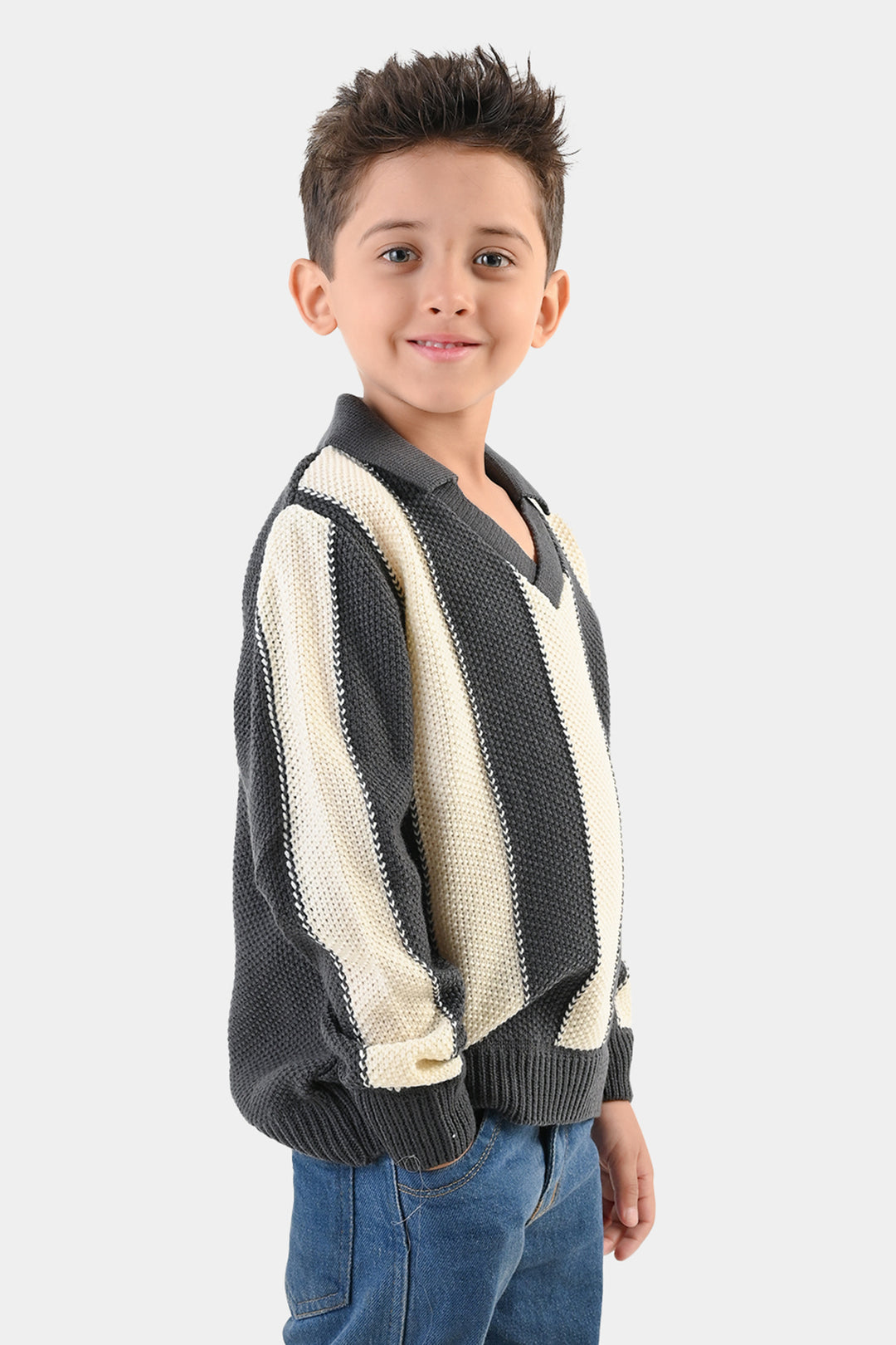 Boys Acrylic Sweater-New York-Dark.Grey.Off.White