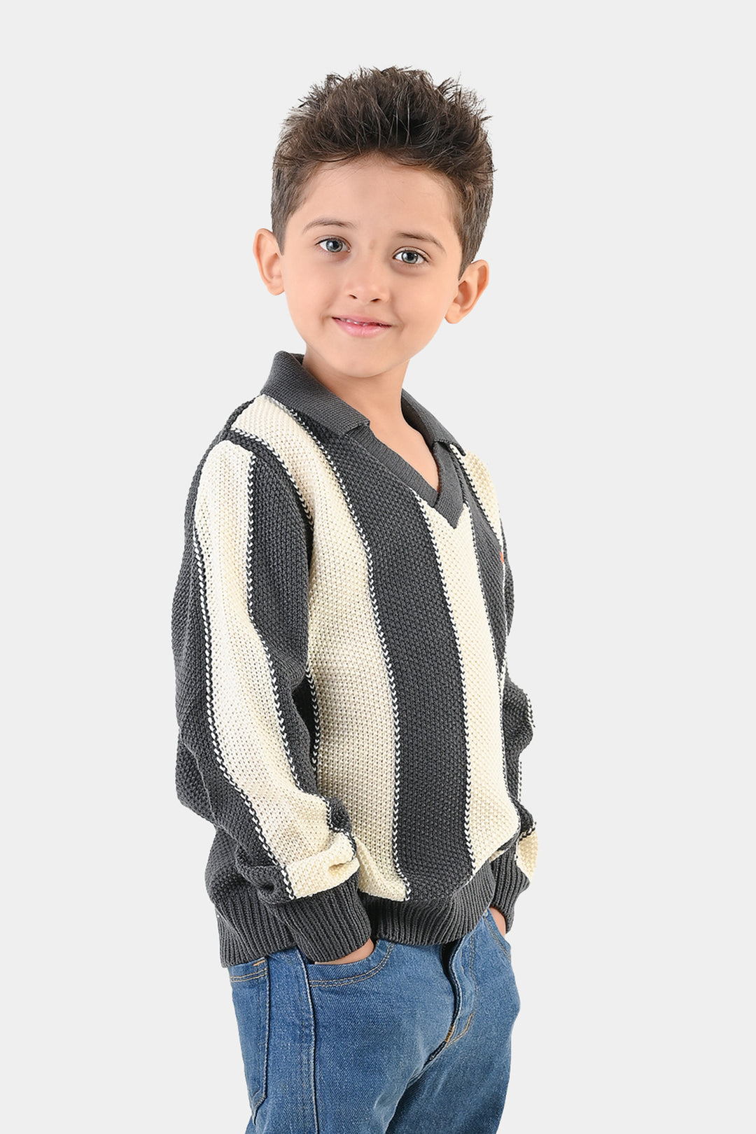Boys Acrylic Sweater-New York-Dark.Grey.Off.White