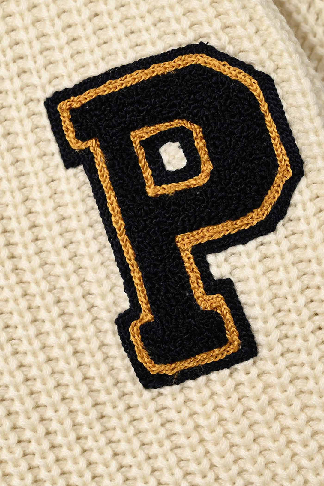 Boys Acrylic Sweater-Letter P - Off.White