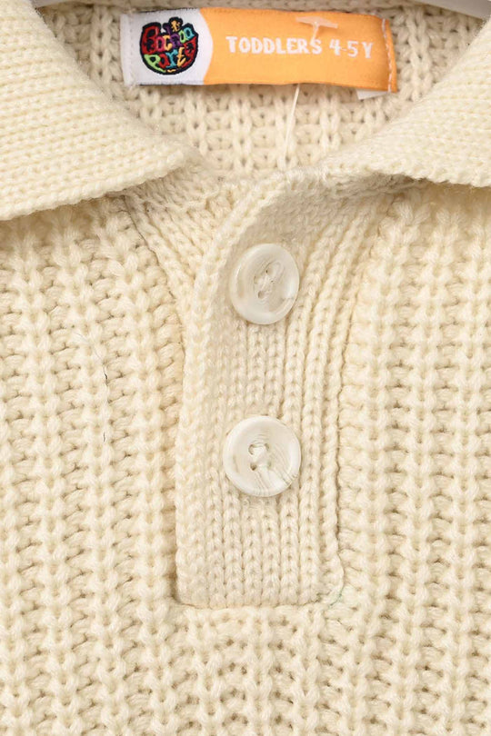 Boys Acrylic Sweater-Letter P - Off.White