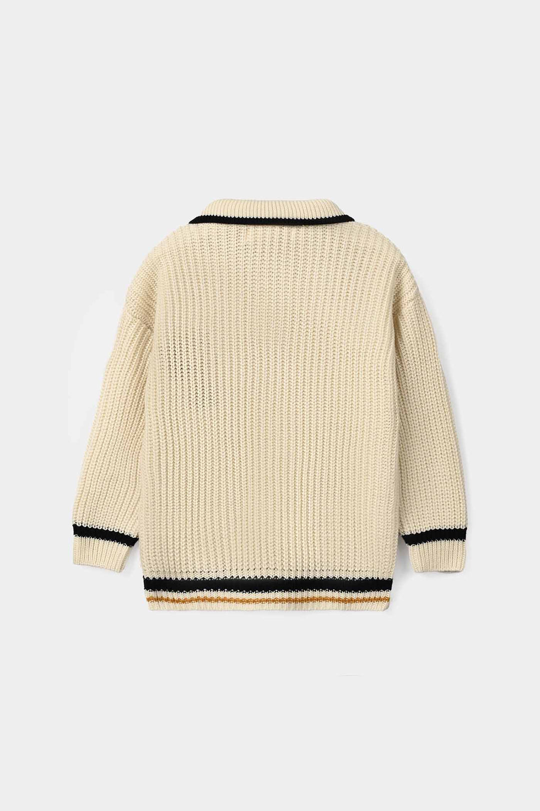 Boys Acrylic Sweater-Letter P - Off.White