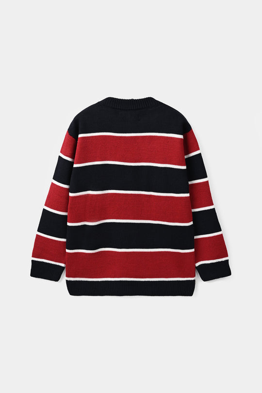 Boys Acrylic Sweater - Red & Blue