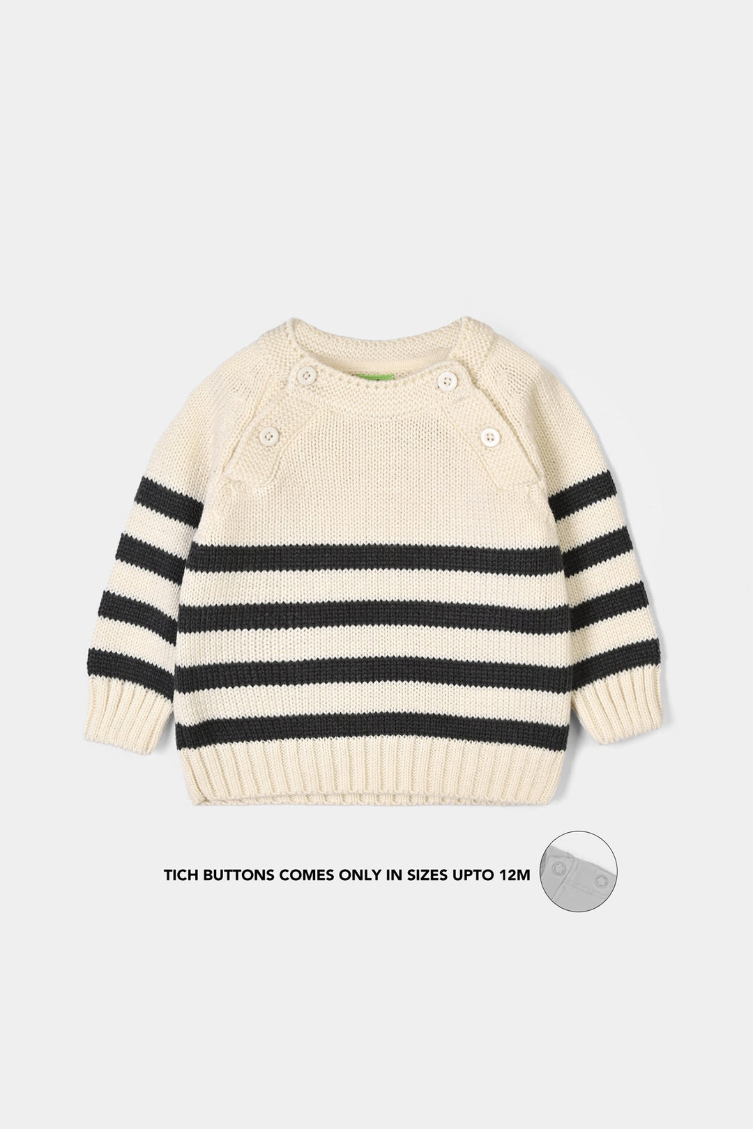 Infant Boys Acrylic Co Ord Set-Cross Stripe- Grey/Off-White