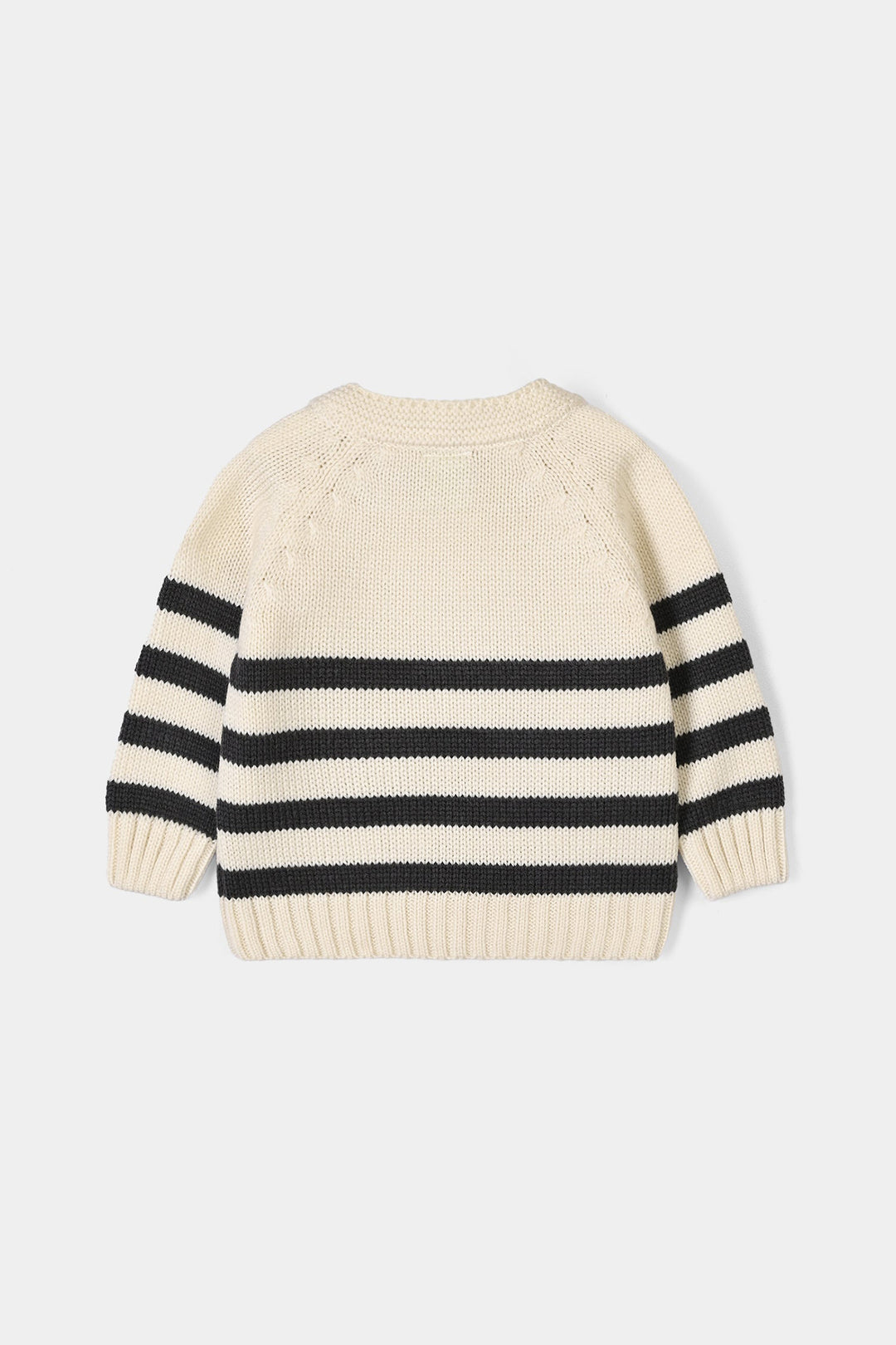 Infant Boys Acrylic Co Ord Set-Cross Stripe- Grey/Off-White