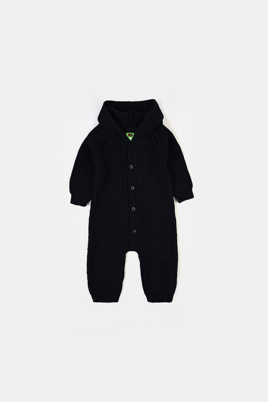 Infant Boys Acrylic Hooded Romper-Roar-NAVY
