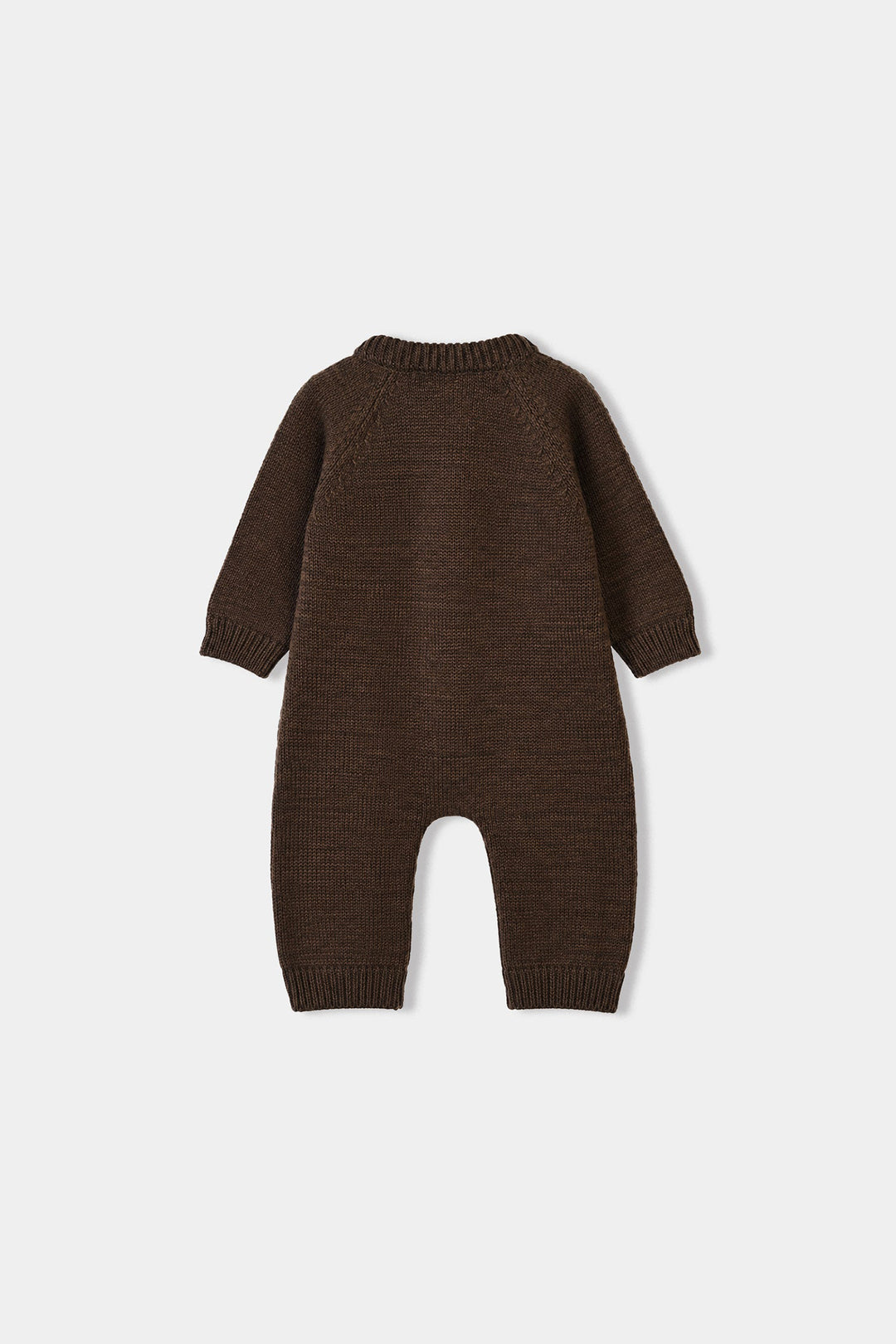 Infant Boys Acrylic Romper With Cap Bear-BROWN
