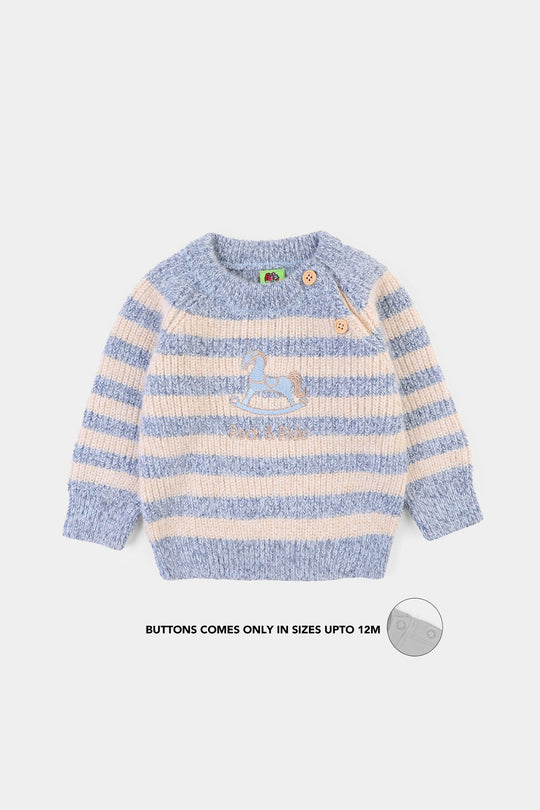 Infant Boys Feather-Acrylic Sweater-Rock & Ride - Blue.White