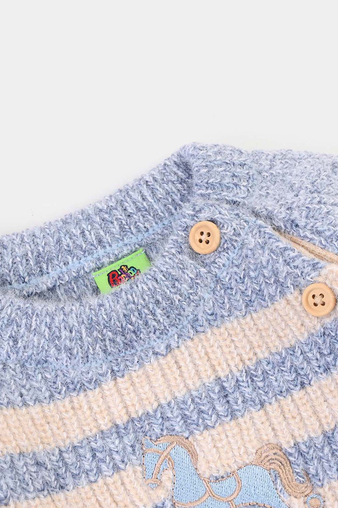 Infant Boys Feather-Acrylic Sweater-Rock & Ride - Blue.White