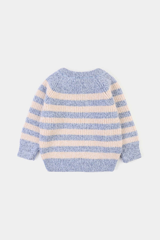 Infant Boys Feather-Acrylic Sweater-Rock & Ride - Blue.White