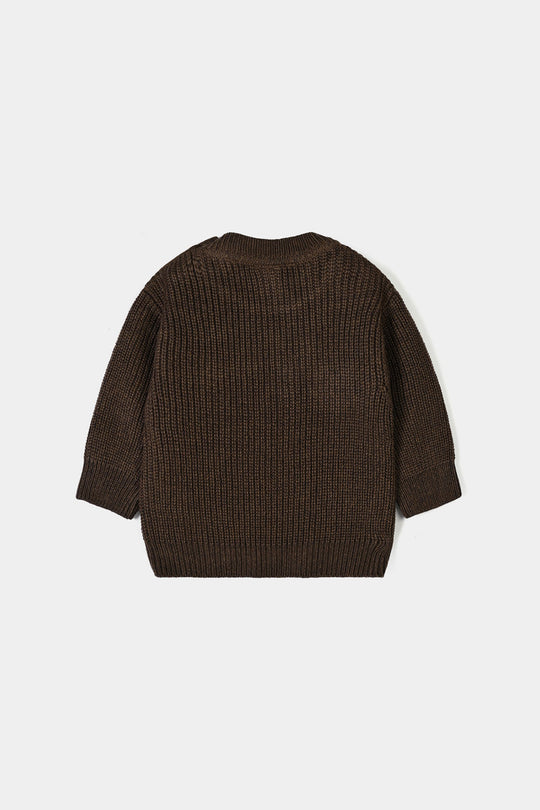 Infant Boys Acrylic Sweater Hug Me- Brown