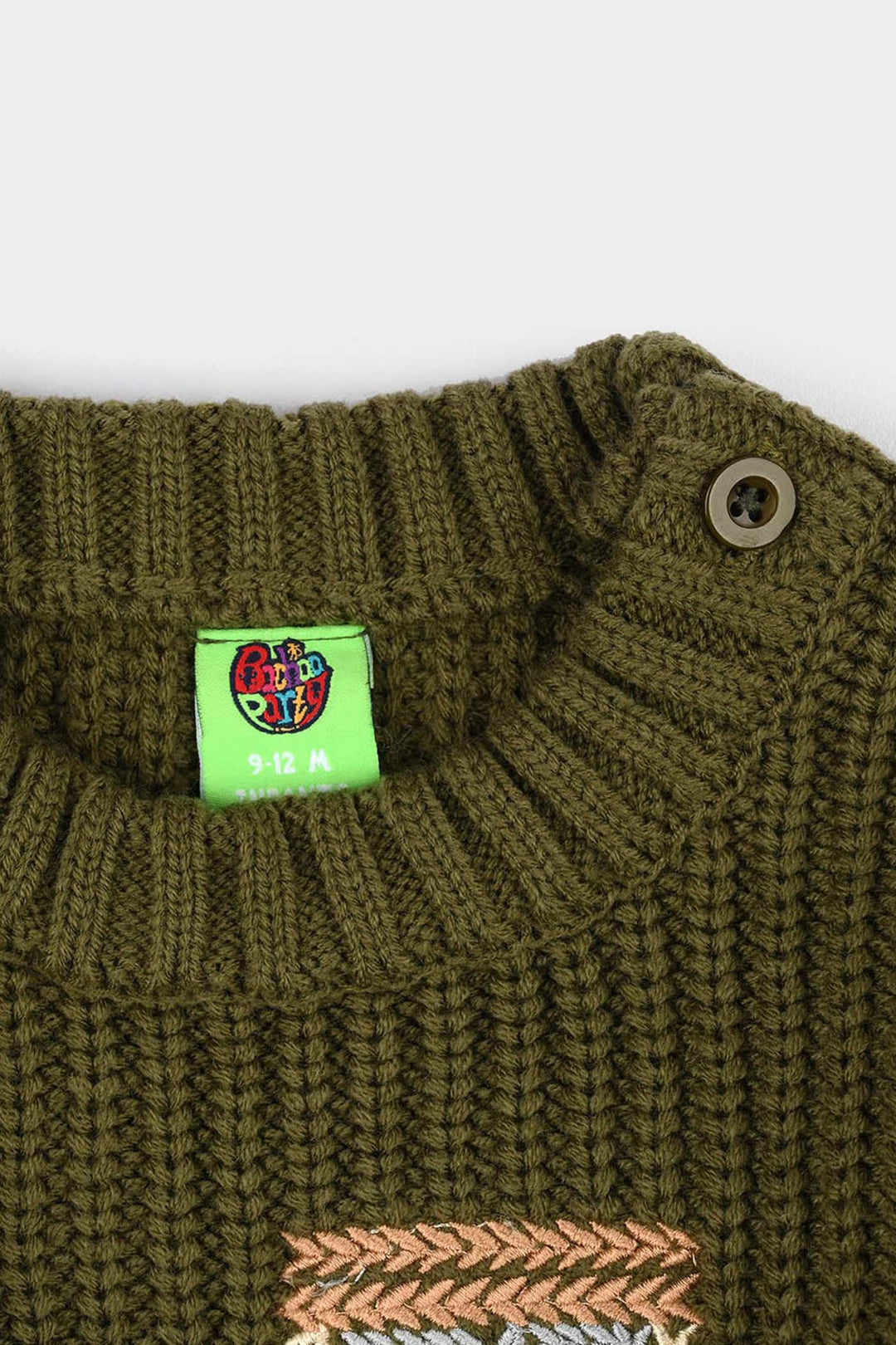 Infant Boys Sweater-Tractor - Olive.Green