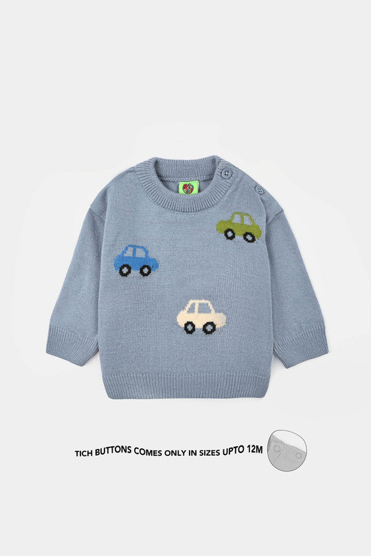 Infant Boys Acrylic Sweater-Traffic - LT.Blue