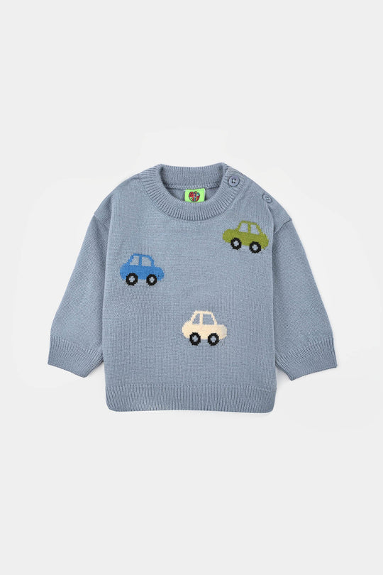 Infant Boys Acrylic Sweater-Traffic - LT.Blue