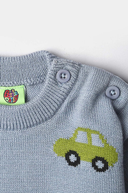 Infant Boys Acrylic Sweater-Traffic - LT.Blue