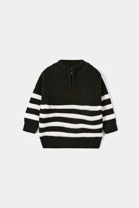 Infant Boys Acrylic Sweater Cross - Charcoal