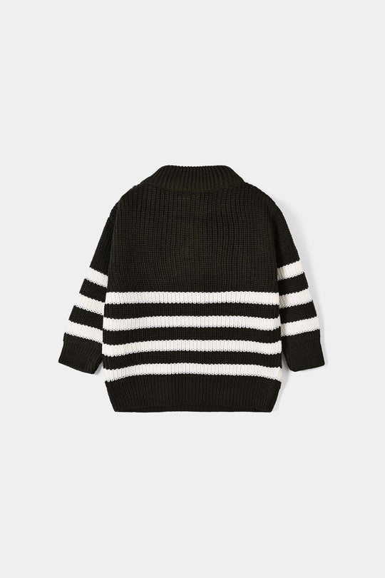 Infant Boys Acrylic Sweater Cross - Charcoal