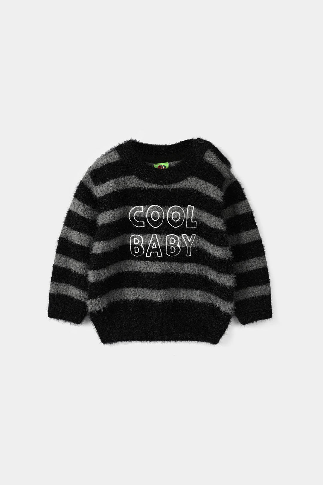 Infant Boys Feather-Acrylic Sweater-Cool Baby - Grey/Black