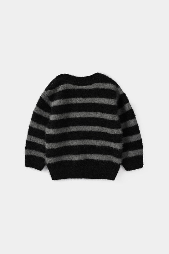 Infant Boys Feather-Acrylic Sweater-Cool Baby - Grey/Black