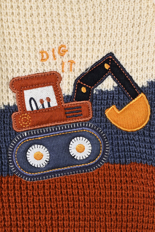 Infant Boys Acrylic Sweater-Dig It-Multi