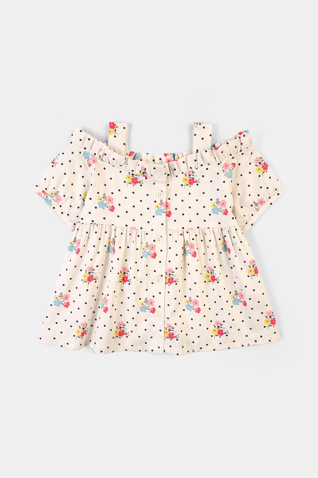 Infant Girls Cotton Casual Top Mini Dots-Multi