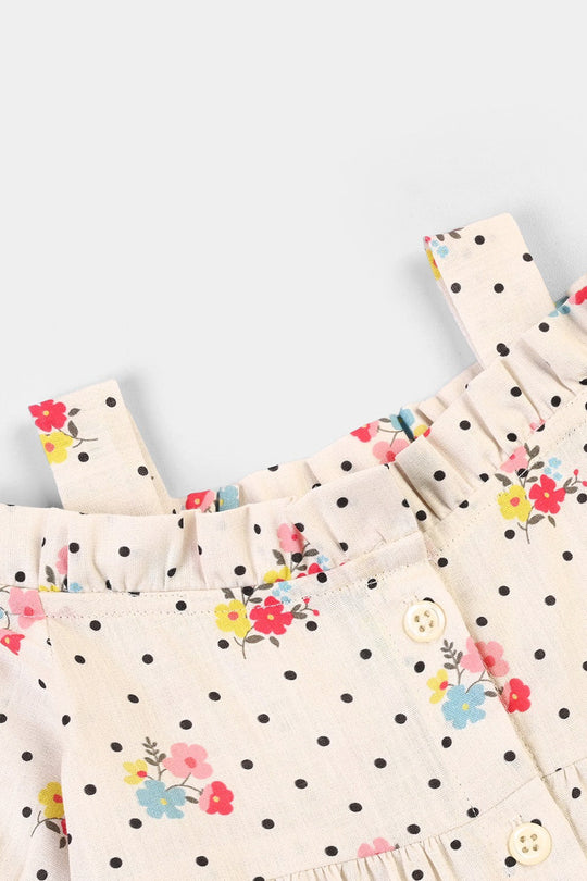 Infant Girls Cotton Casual Top Mini Dots-Multi