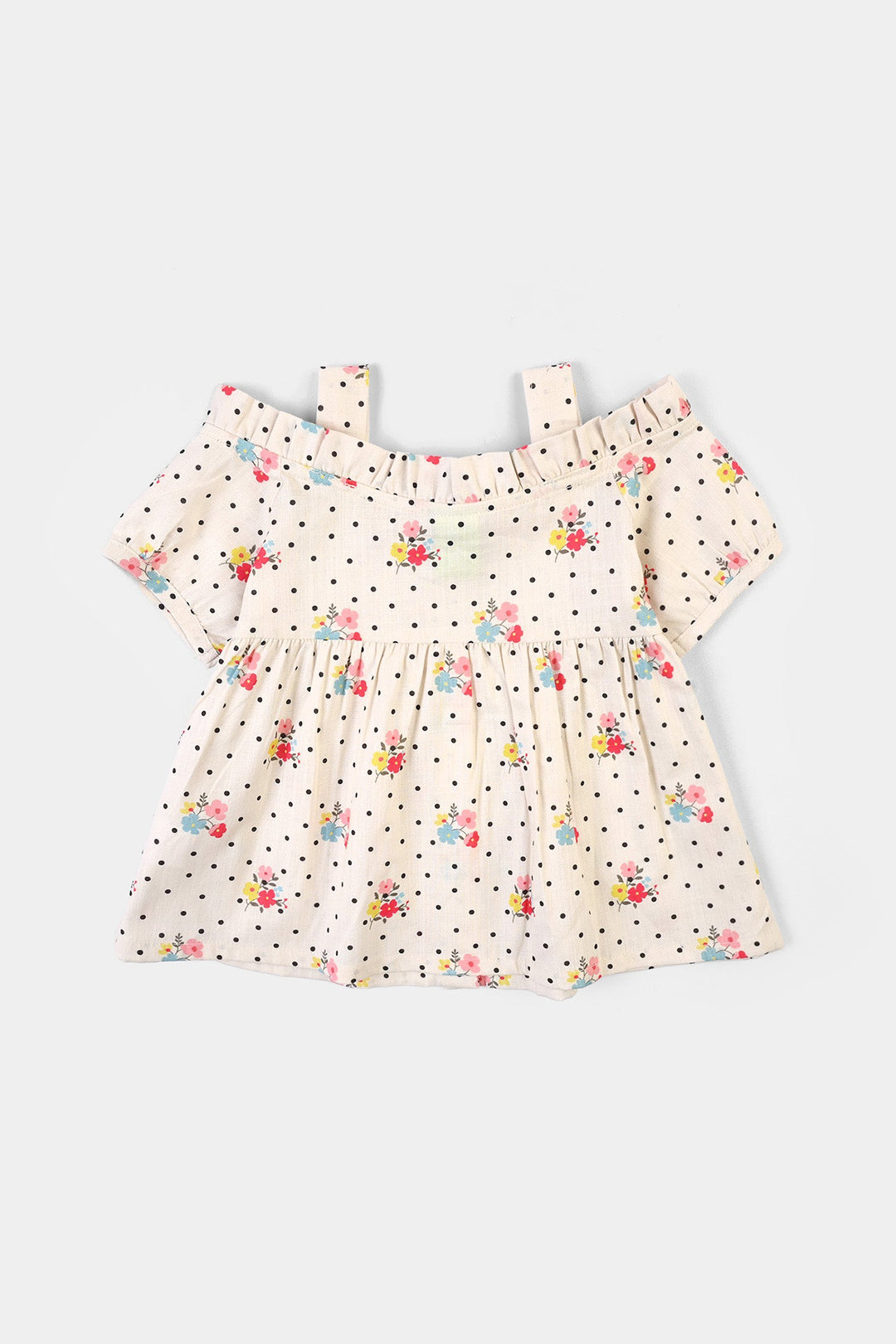 Infant Girls Cotton Casual Top Mini Dots-Multi