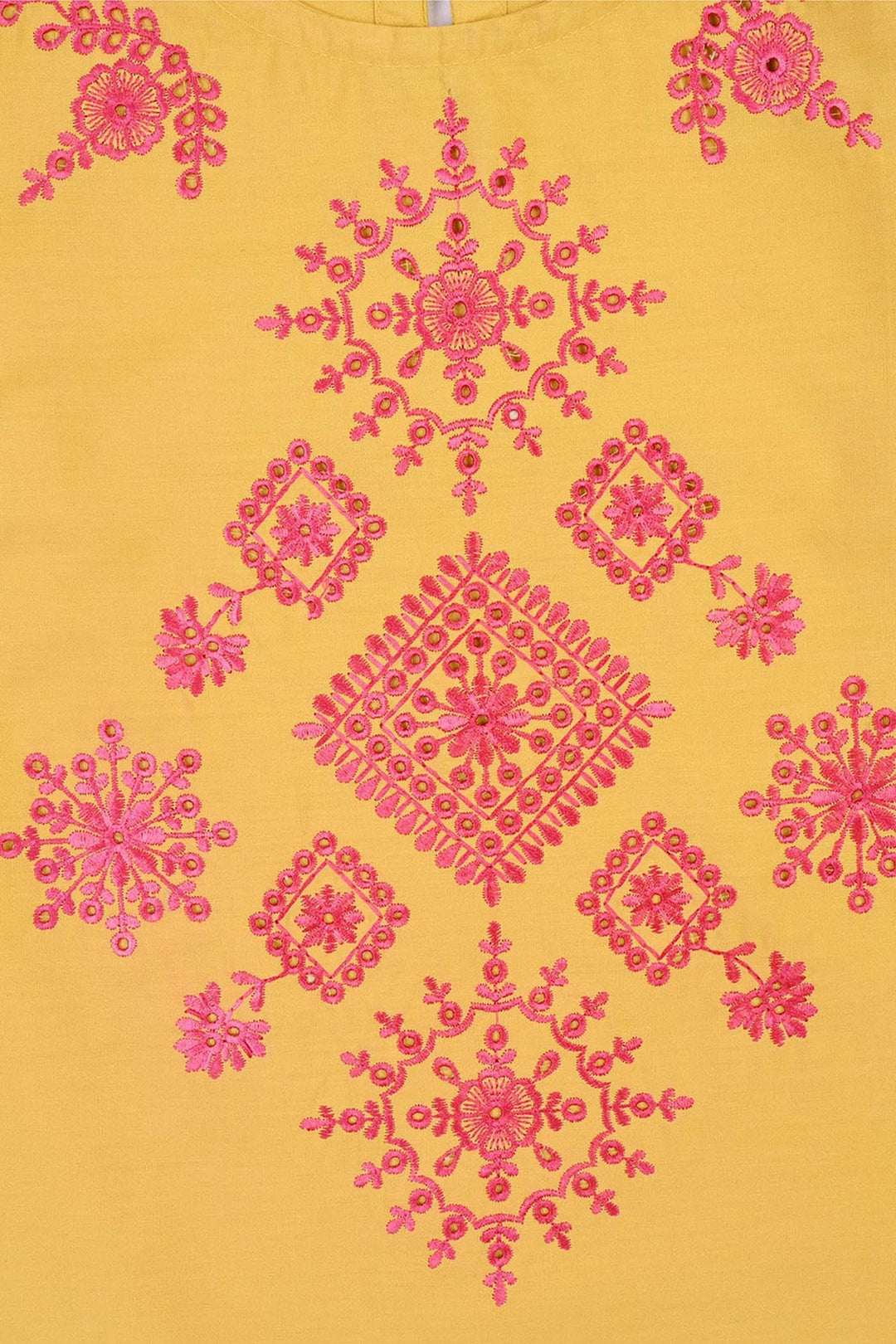 Girls Cotton Emb Kurti Nagma-Mustard