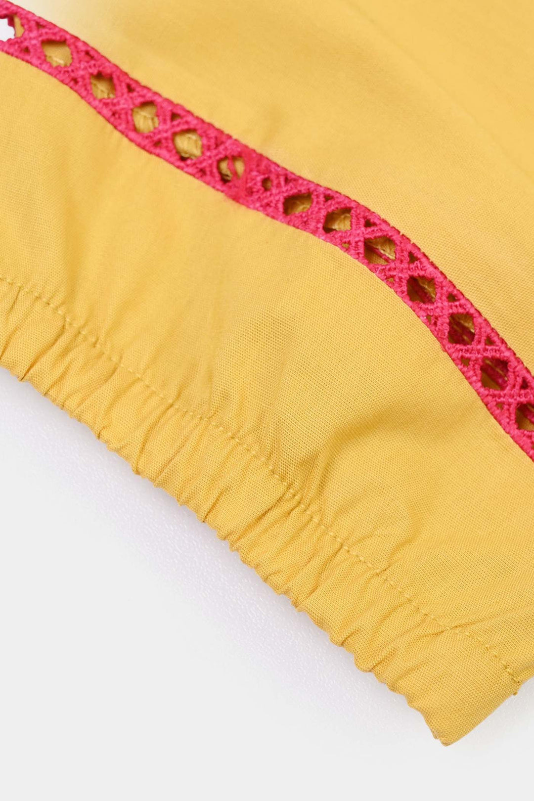 Girls Cotton Emb Kurti Nagma-Mustard