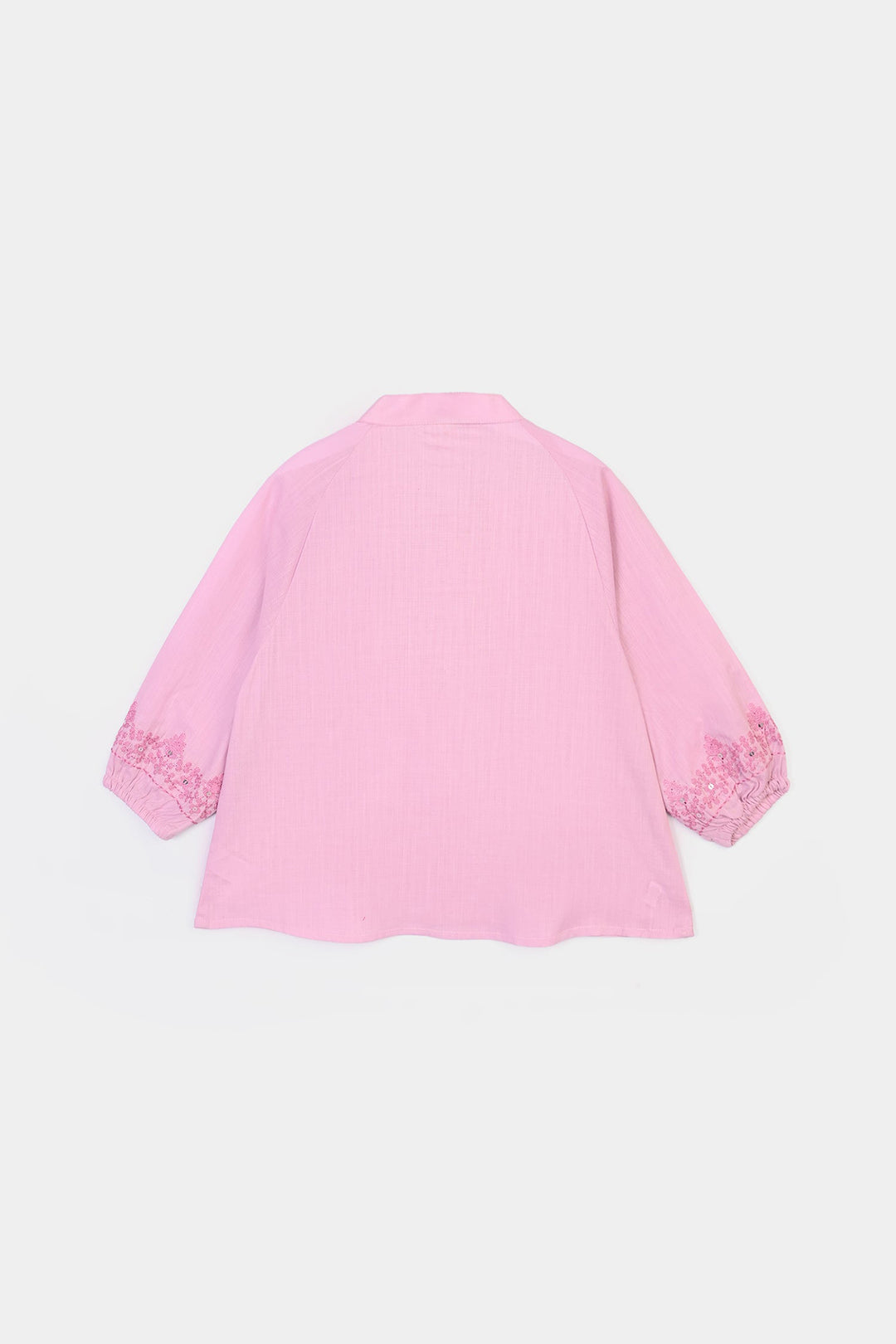 Girls Cotton Slub Emb Top Peaches-Pink
