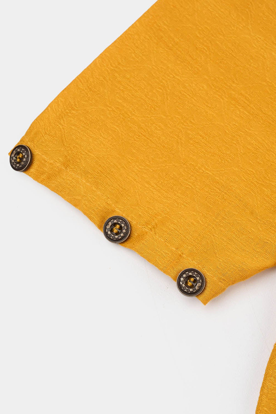 Girls Cotton Jacquard Emb kurti Jal pari-Mustard