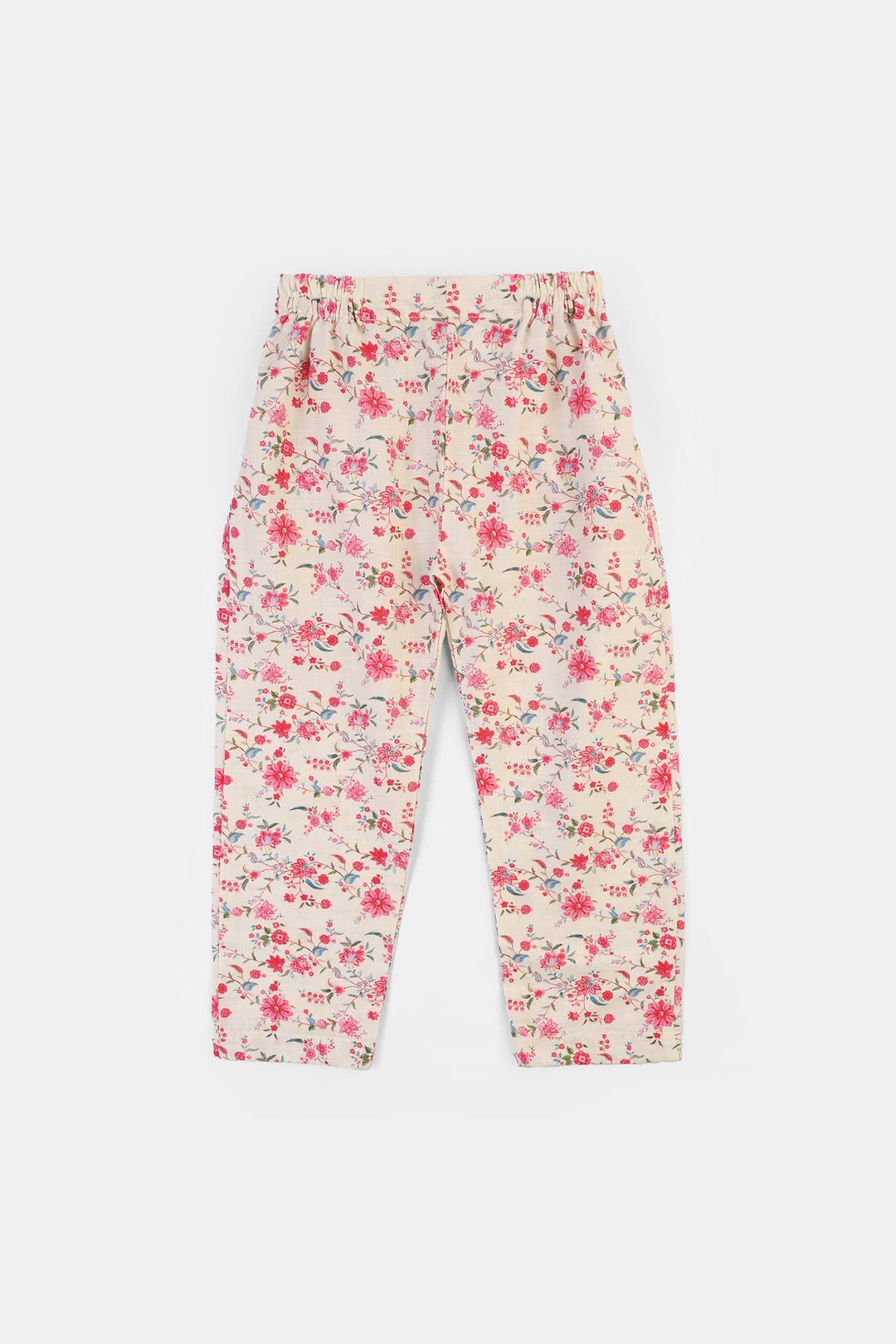 Girls Cotton Slub Printed 2Pcs Rose-Multi