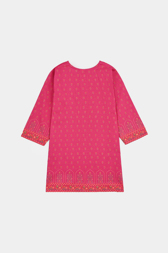 Girls Cotton Slub Printed 2pcs Lily-Shock.Pink
