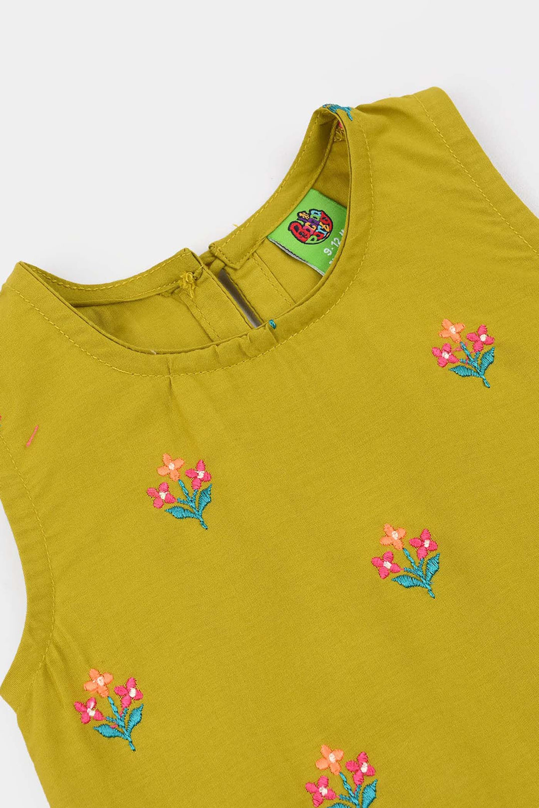 Infant Girls Cotton Poplin Emb 2Pcs Little Blooming-Olive.Green