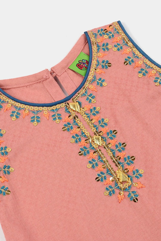 Infant Girls Cotton Jacquard 2Pcs - Pink