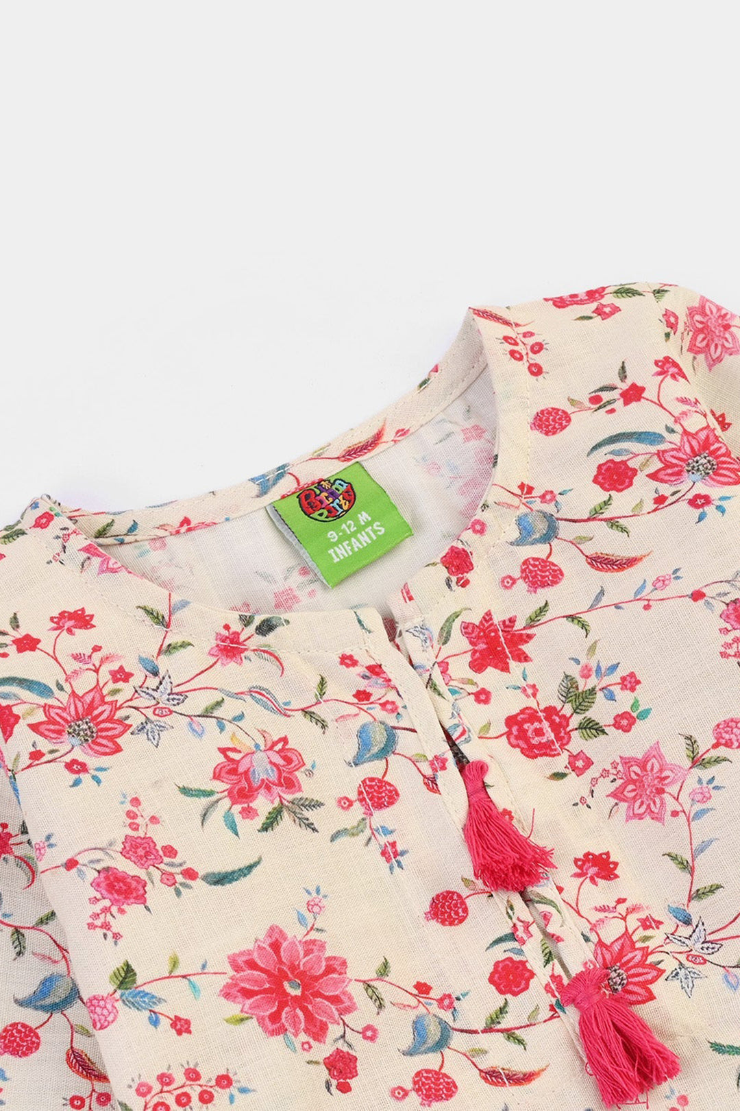 Infant Girls Cotton Slub Printed 2Pcs Rose-Multi