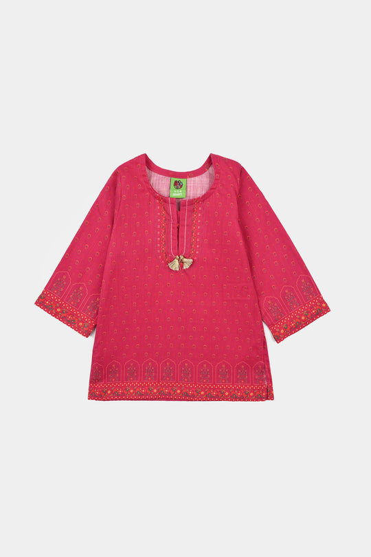 Infant Girls Cotton Slub Printed 2Pcs Lily-Shock.Pink