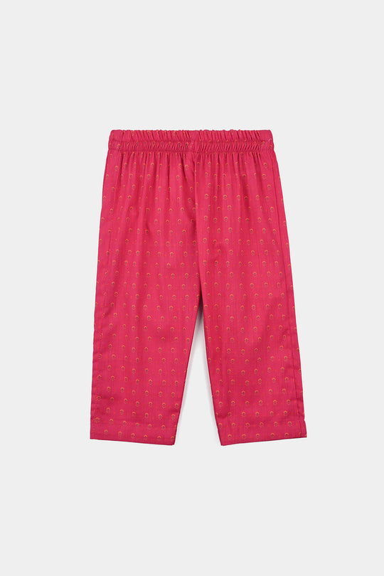 Infant Girls Cotton Slub Printed 2Pcs Lily-Shock.Pink