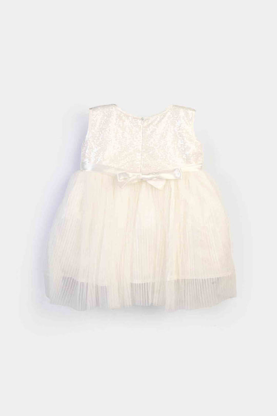 Infant Girls Sequence Fancy Frock Angel-WHITE