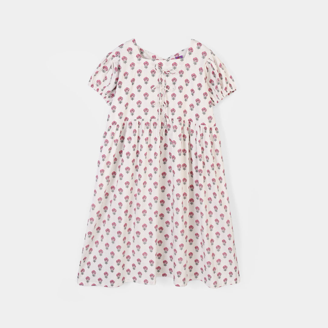Girls Cotton Printed Frock Paradise-Multi