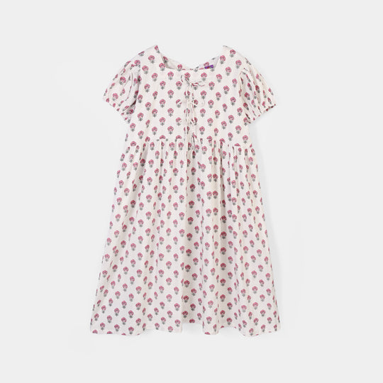 Girls Cotton Printed Frock Paradise-Multi
