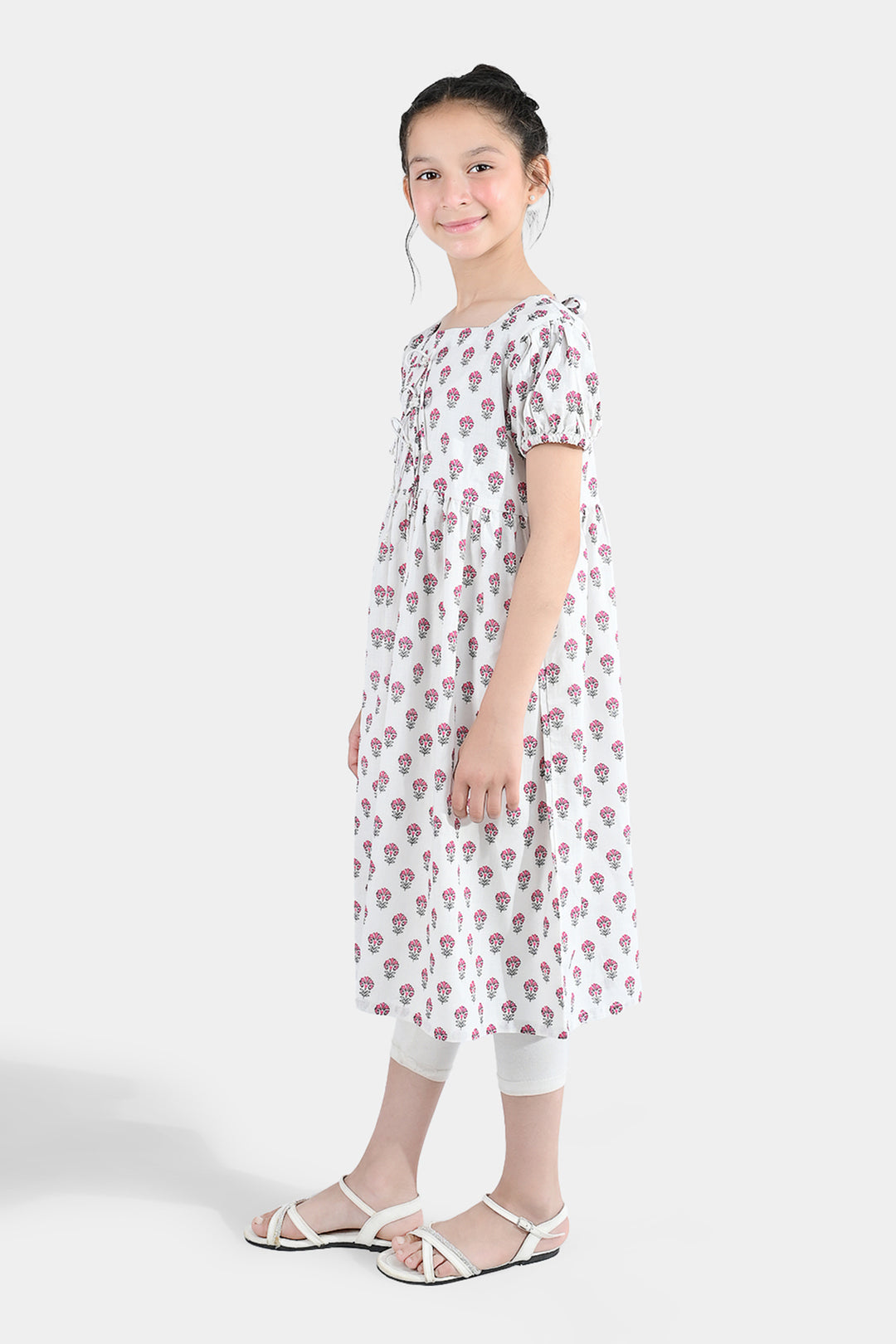 Girls Cotton Printed Frock Paradise-Multi