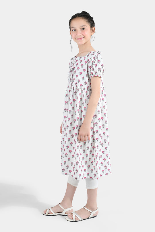 Girls Cotton Printed Frock Paradise-Multi