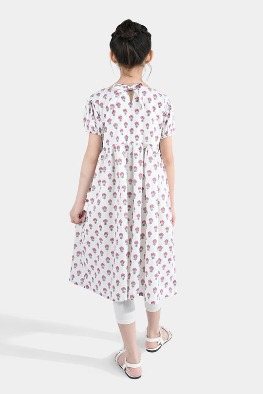 Girls Cotton Printed Frock Paradise-Multi