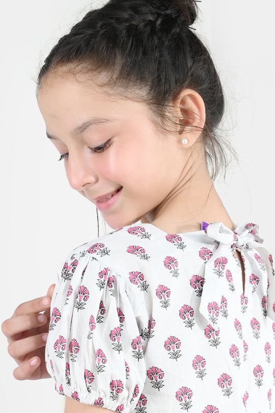 Girls Cotton Printed Frock Paradise-Multi