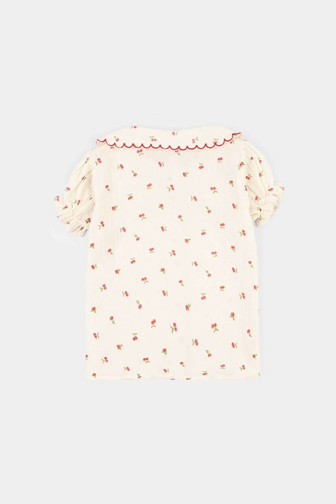 Girls Poly Crinkle Emb Top Pery-White