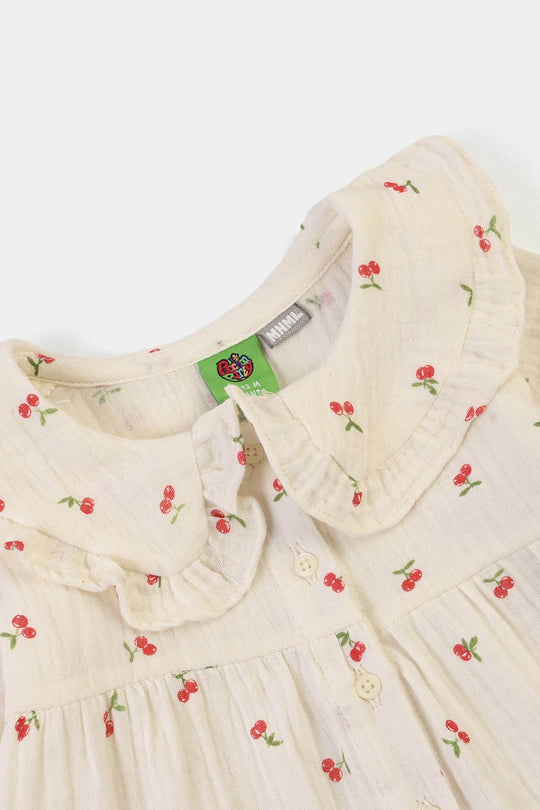 Infant Girls Poly Crinkle Casual Top Cherry
